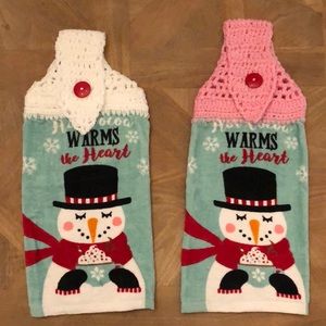 Set of Snowman Christmas Kitchen towels